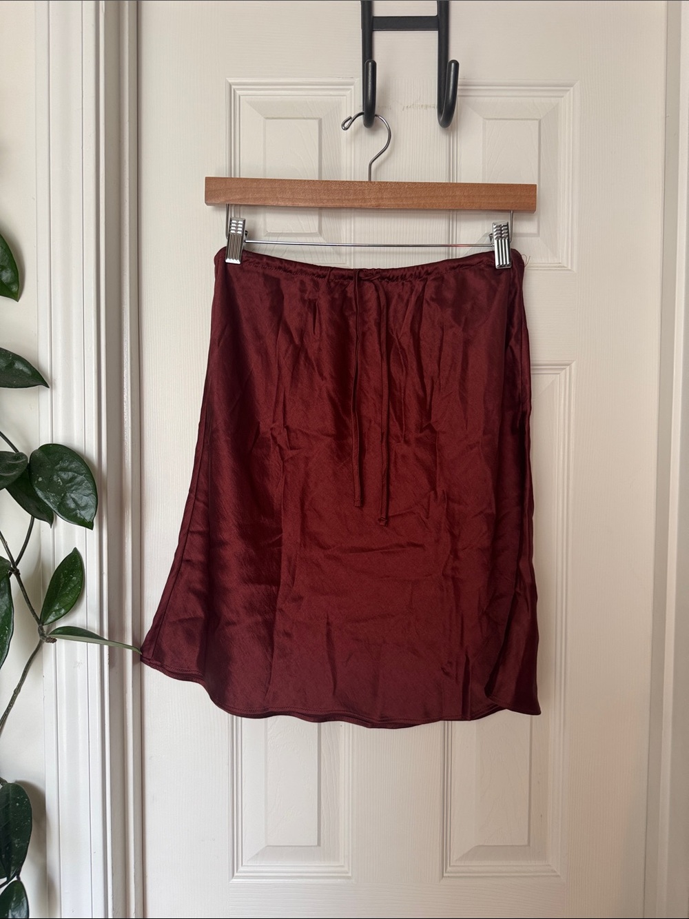 Madewell Satin A-Line Mini Skirt in Deep Wine